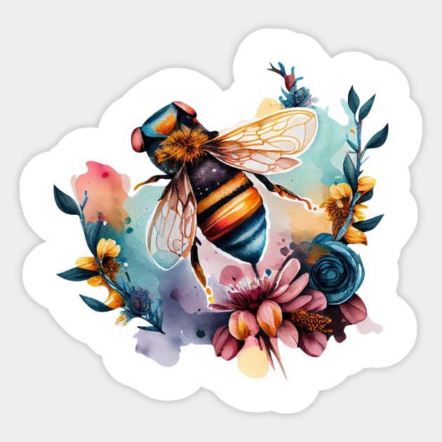 Floral Bee Watercolor Sticker by CreativeDesignsx